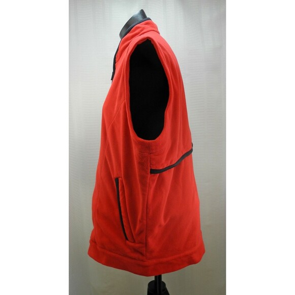 Descente International Red Black Fleece Zip Front Vest - Men's L - Picture 2 of 7